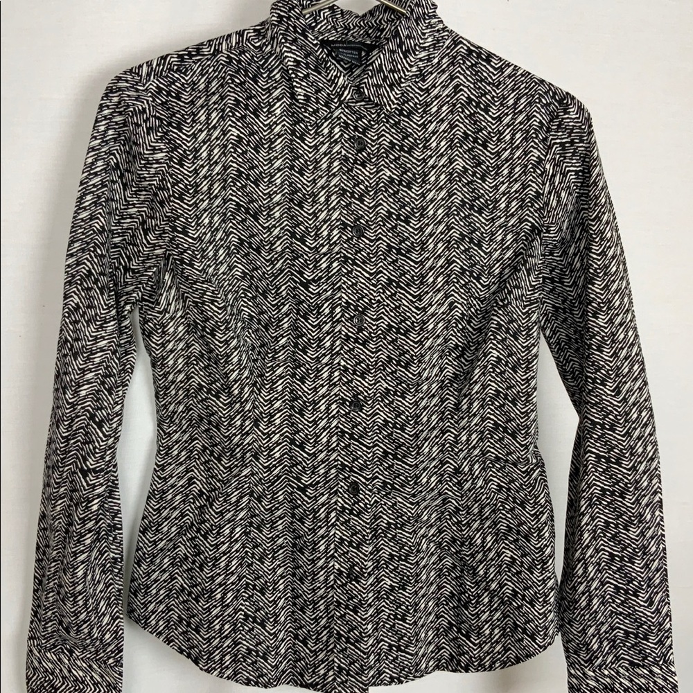 Moda International Black &White Button Up Blouse